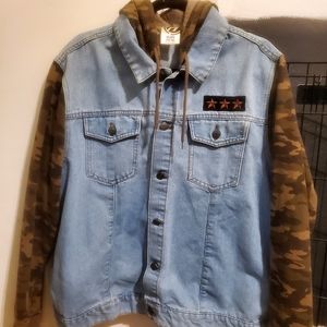 Jean jacket with camo sleeves